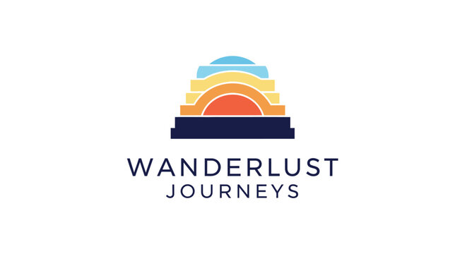 Wanderlust Journeys travel logo design.