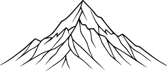 Mountain peak stands tall as a minimalist line art illustration for outdoor adventure concepts. © Tech Bloom Pk