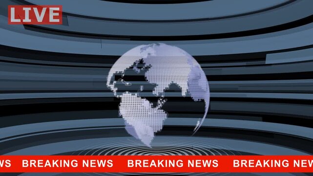News studio. Newsroom Background for News Broadcasts. Blurred of studio at TV station. News channel design. international news background animation. 4k background animation