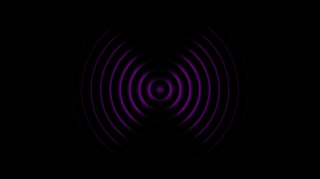 Abstract neon circle radio waves looping background. Abstract neon radio waves signal.Radio wave signal, radar concept.Radio waves seamless 4k black background animation