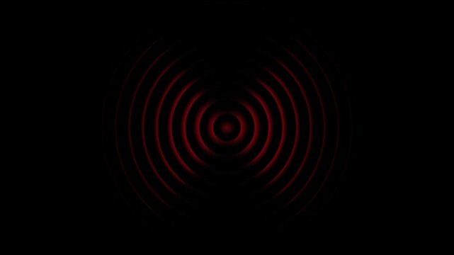 Abstract neon circle radio waves looping background. Abstract neon radio waves signal.Radio wave signal, radar concept.Radio waves seamless 4k black background animation