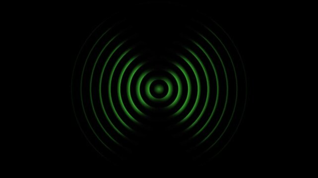 Abstract neon circle radio waves looping background. Abstract neon radio waves signal.Radio wave signal, radar concept.Radio waves seamless 4k black background animation