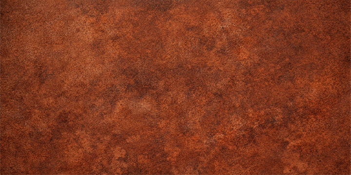 A vintage backdrop featuring a rough rusty metal surface blended with brown leather texture creates a grungy aged material design on an old orange iron wall