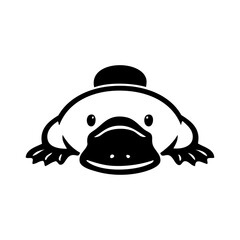 Logotipo con dibujo sencillo con líneas de un ornitorrinco de frente  © teracreonte