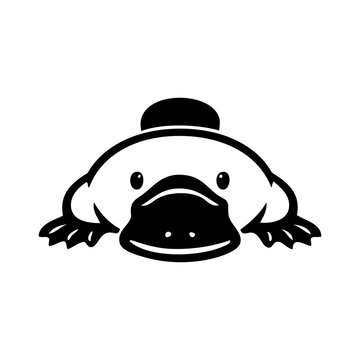 Logotipo con dibujo sencillo con l&iacute;neas de un ornitorrinco de frente 