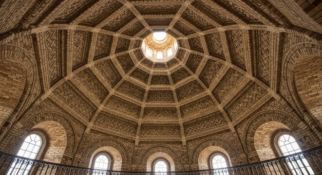 Intricate Mosaic Dome Interior With Geometric Patterns And Natural Light