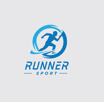 Athlete running marathon logo design