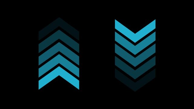 Arrow icon concept animation, arrows sign uo to down animation concept,blue arrow loop animation left direction concept, 4k black background icon animation