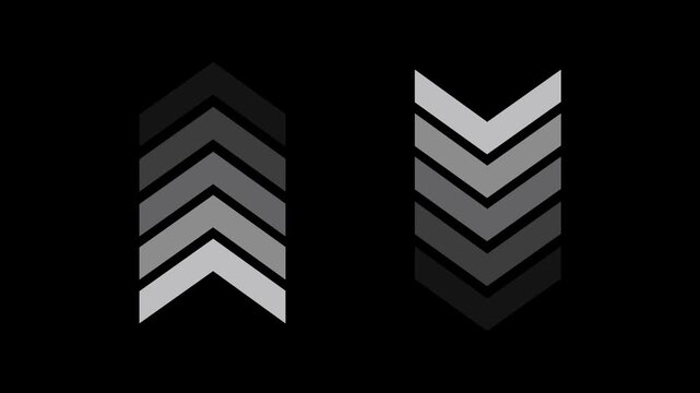 Arrow icon concept animation, arrows sign uo to down animation concept,white arrow loop animation left direction concept, 4k black background icon animation