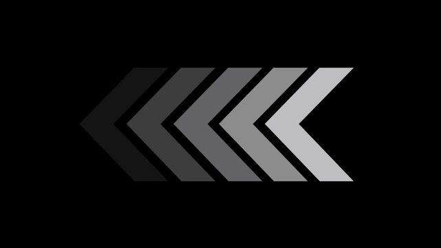 Arrow icon concept animation, arrows sign right to left animation concept,white arrow loop animation left direction concept, 4k black background icon animation