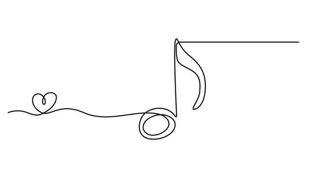 Musical note in one line art style. Music note drawing on white background. Vector illustration. Continuous one line drawing of a single musical note symbol for melody and sound design concept. 