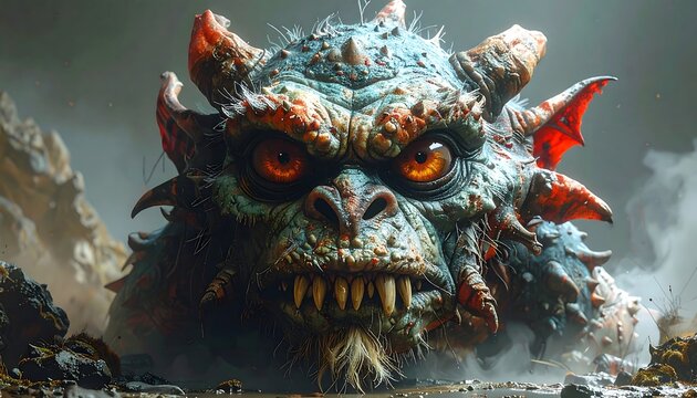 Majestic Monsters Gaze - A Fantasy Creatures Intimidating Presence.