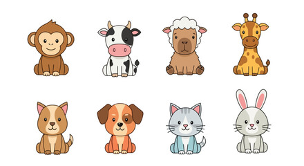 Fototapeta premium Adorable Baby Animal Illustration Set