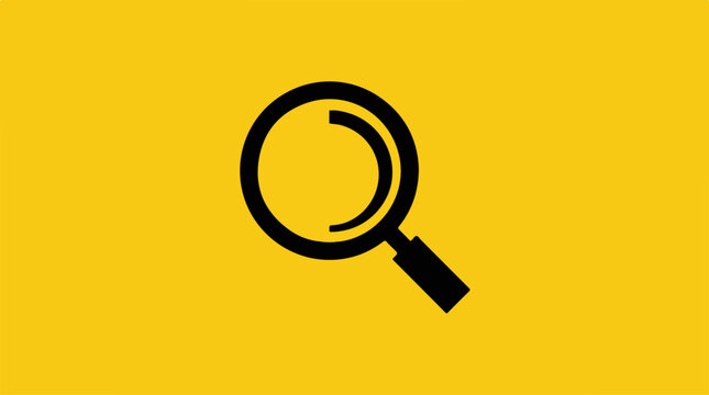 Magnifying Glass Icon on Yellow Background for Search.