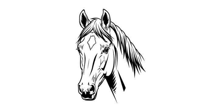 Elegant Horse Head Illustration with Diamond Mark.