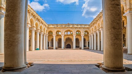 Obraz premium Madurai-> Thirumalai Nayak Palace, Tamil Nadu, India, 24-February-2026