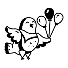Obraz premium A glyph style icon showing a bird holding balloons 
