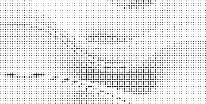 Irregular Black Cross and Dot Abstract Pattern on White Background, Textured Cross Dot Design Abstract White Background