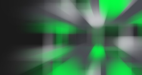 Obraz premium Abstract digital background featuring green blurred blocks with radial zoom effect. Futuristic cyber tunnel design for data technology, gaming, network security, and virtual reality
