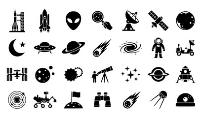 Vector set of Icons related to Space and Astronomy. © techno