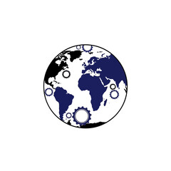 Obraz premium Global Industry and Technology Concept: Earth with Gears