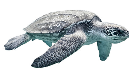 Fototapeta premium A large sea turtle swims through the dark water with its flippers outstretched