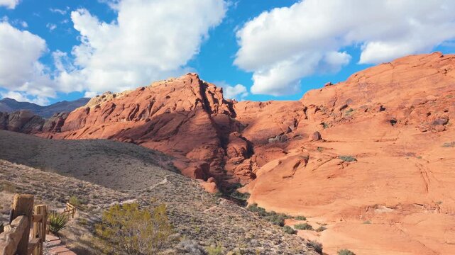Red Rock Canyon Wide Landscape Calico Hills Sunny Day Dramatic Clouds Nevada