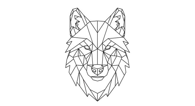 A geometric wolf head in a minimalist line art style