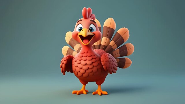 3D Thanksgiving Turkey Cartoon Minimal