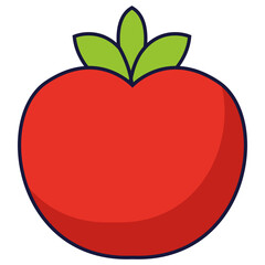 Fototapeta premium Red apple fruit, retro food icon, vintage healthy snack, classic fruit, colorful vector.