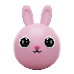 Obraz premium Cute pink bunny plush toy with large ears and big black eyes isolated on transparent background