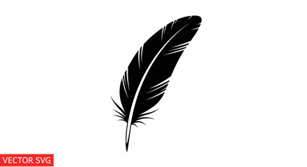 Obraz premium Black Feather Silhouette Vector Icon Isolated on White Background