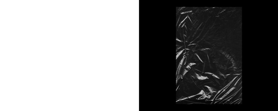 Transparent plastic wrap texture overlay on a checkered background with curves.