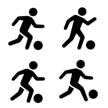 People playing soccer set icon illustration, for activity design