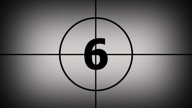 10 seconds countdown timer animation, old style, retro projector style from ten to one, ,Retro movie on Black Background and features 4k Animation video