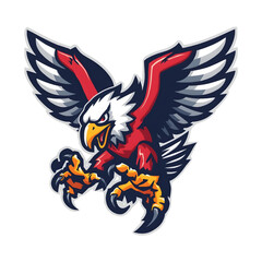 Naklejka premium Flying Eagle Mascot Attack Pose Vector Illustration