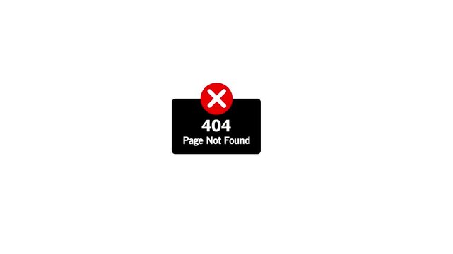 Abstract 404 error looped animation with on white background. Website error design icon, Error app4k Motion graphics on Black Background