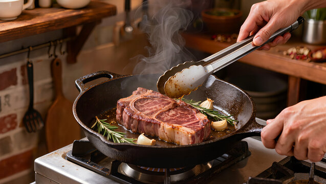 cooking meat on the grill