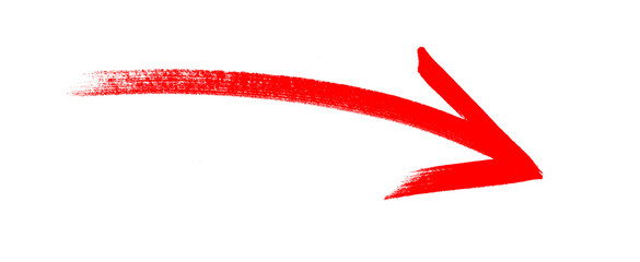 red arrow icon brush stroke, arrow sign drawn with marker on transparent background © Nexira