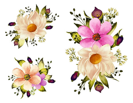 Watercolor Flower Vector Set