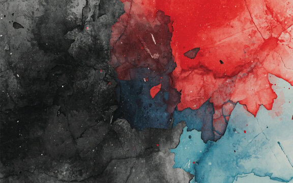 Abstract Color Burst: An artistic explosion of colors, featuring bold strokes of black, red, and blue paint that dance across the canvas, showcasing textures and creative expression.