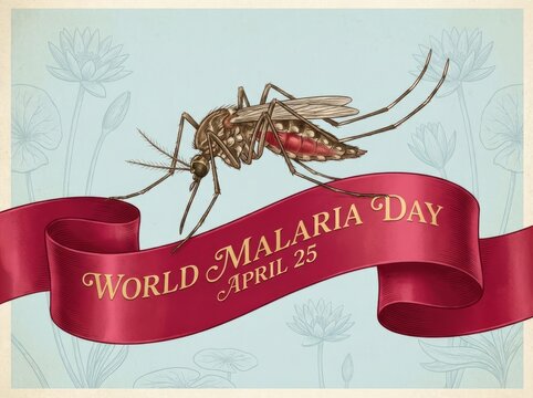World Malaria Day Awareness Illustration with Mosquito.