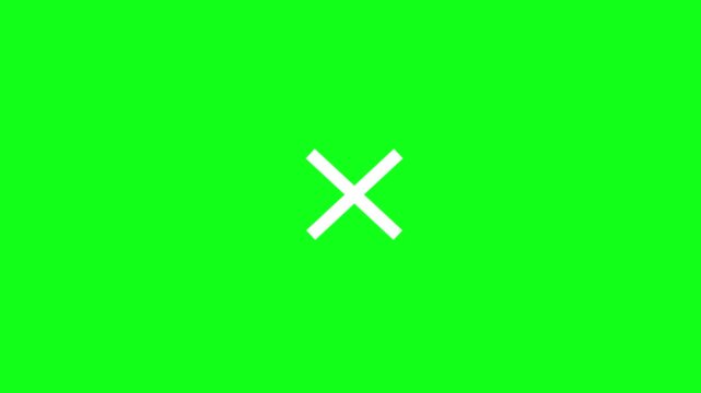 Hamburger menu icon transition animation. Three white lines turn into a diagonal cross. UI options animation. Green background, 4k video.