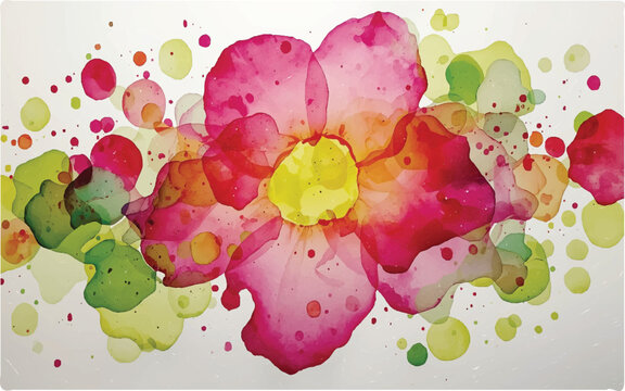 Abstract Watercolor Flower: A vibrant, colorful display of watercolor artistry showcasing a singular flower, bursting with layers of intricate details and lively hues.