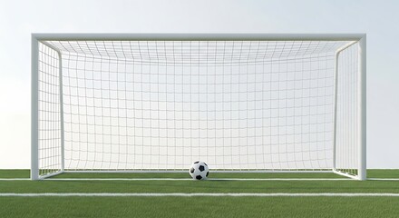 Fototapeta premium A soccer ball sitting in front of a goal