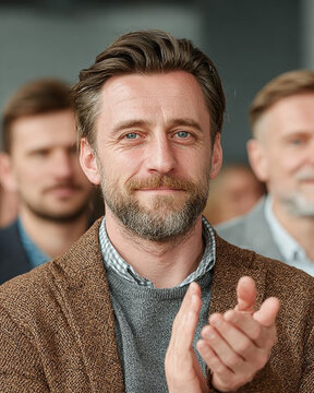 The man clapping
