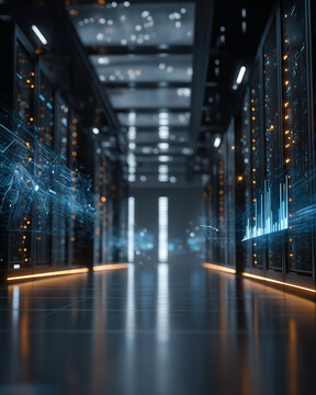 Data Center Technology: A captivating perspective within a state-of-the-art data center.
