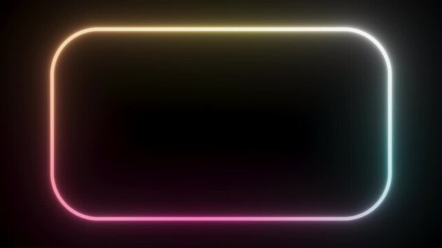 Medium rounded rectangle glowing frame with animated light moving around the border. 3D loop animation. Seamless loop in 4K at 60fps with alpha channel, ideal for UI, titles and overlays.