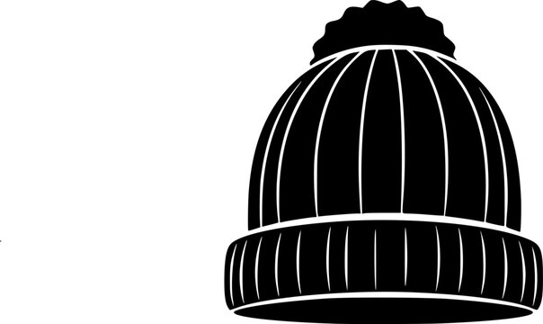 Winter icons of a snowflake and beanie hat black silhouette &ndash; Black Vector Illustration