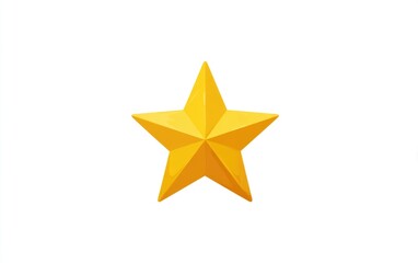 Obraz premium A bright yellow five-pointed star isolated on a white background.